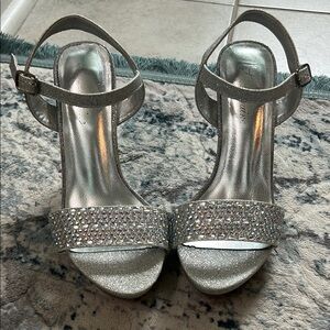 Elegant Silver Strappy Heels